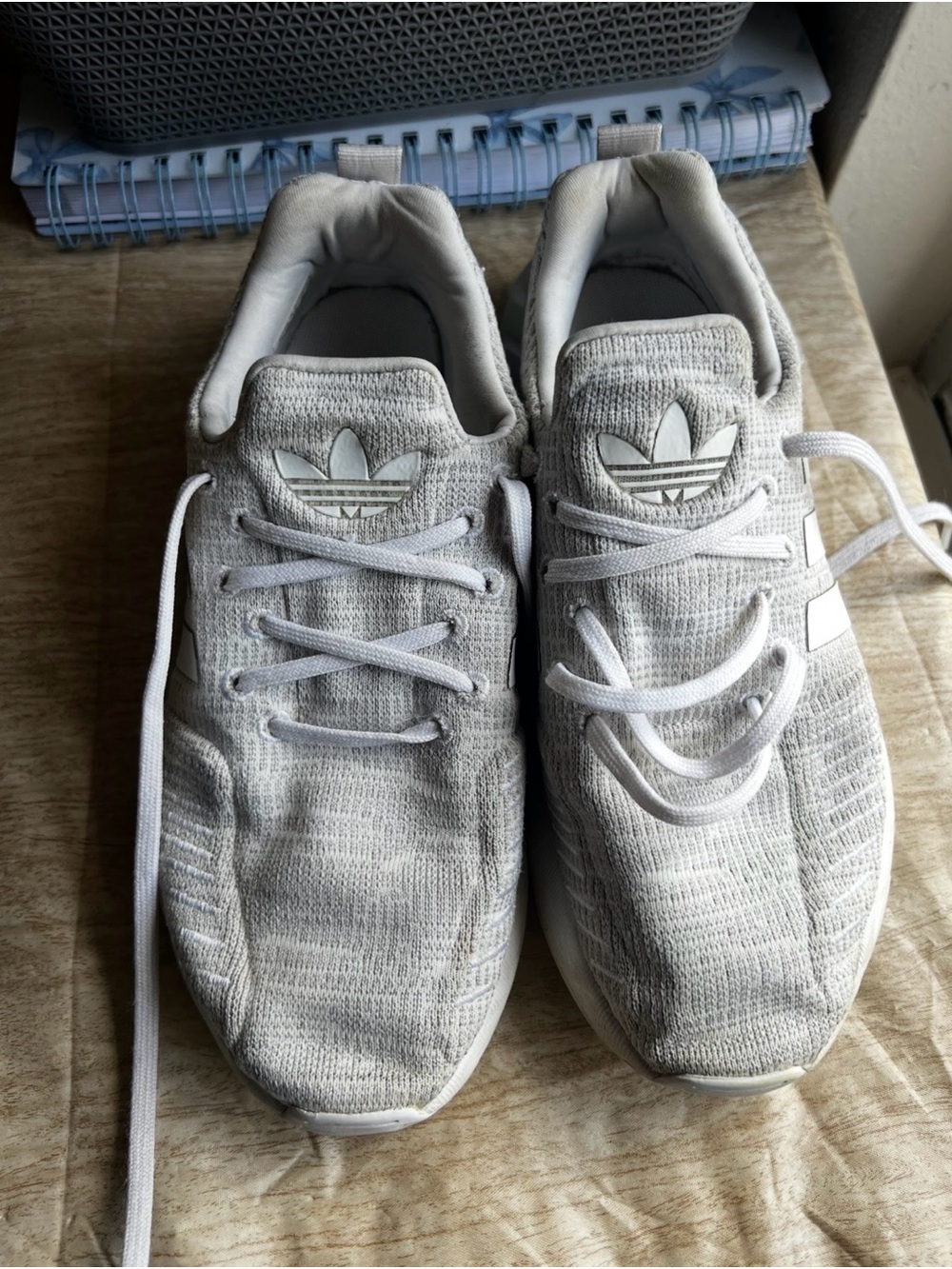 adidas Men’s Light Gray Knit Low-Top Sneakers
